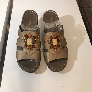 Natural Soul Comfort Elements Hartier, Nickel Wedge Sandals